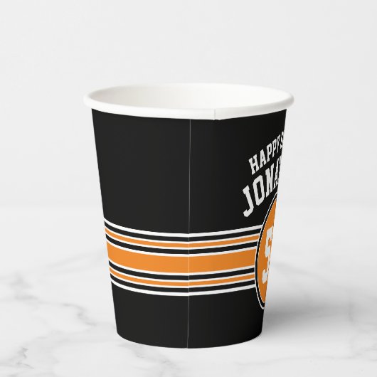 Gobelets En Papier Fête d'anniversaire Sportpes & Age - Orange Black (Droite)