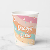 Gobelets En Papier Fête d'anniversaire super One Retro Rainbow Daisy (Verso)