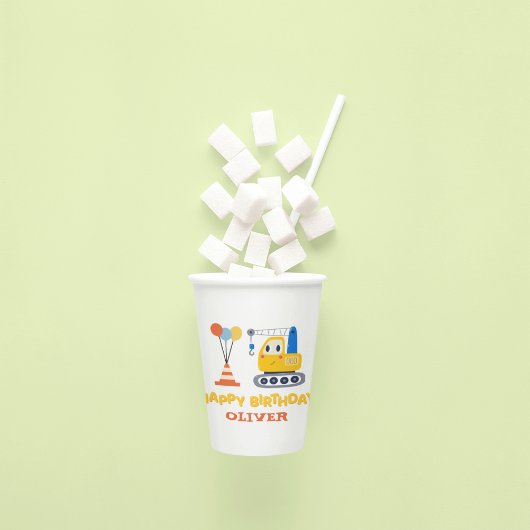 Gobelets En Papier Fête d'anniversaire sur le thème de la constructio