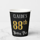 Gobelets En Papier Fête de 88e anniversaire — Script fantaisie, Faux (Verso)