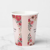 Gobelets En Papier Fête de Bachelorette de Shower de Mariage Rose Flo (Gauche)