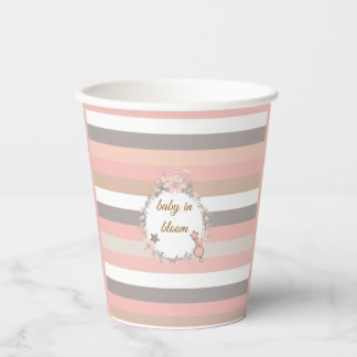 Gobelets En Papier Fête de bébé fleurie rose vintage