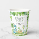 Gobelets En Papier Fête de Bébé Garçon Dinosaur Rawr  (Verso)