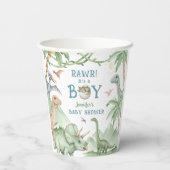 Gobelets En Papier Fête de Bébé Garçon Dinosaure Rawr (Verso)