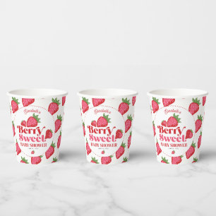 Gobelets En Papier Fête de Bébé Rose Rouge Fraise Sucrée