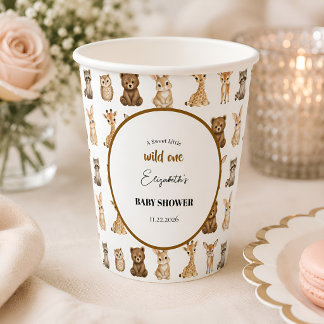 Gobelets En Papier Fête de bébé Safari Wild One neutre en matière de