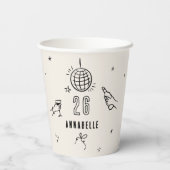 Gobelets En Papier fête de boisson d'anniversaire dessinée main (Verso)