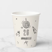 Gobelets En Papier fête de boisson d'anniversaire dessinée main (Recto)