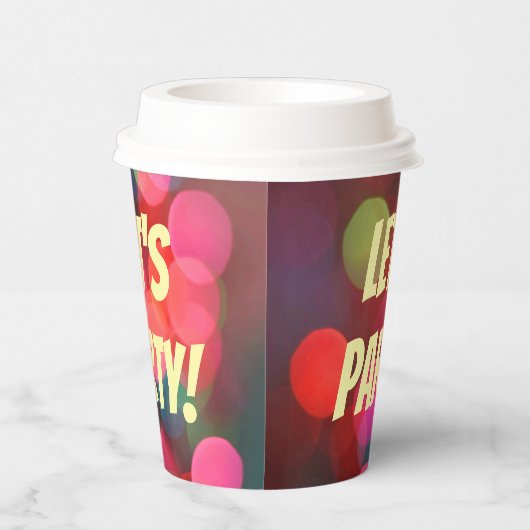 Gobelets En Papier Fête de Bokeh coloré (Droite)