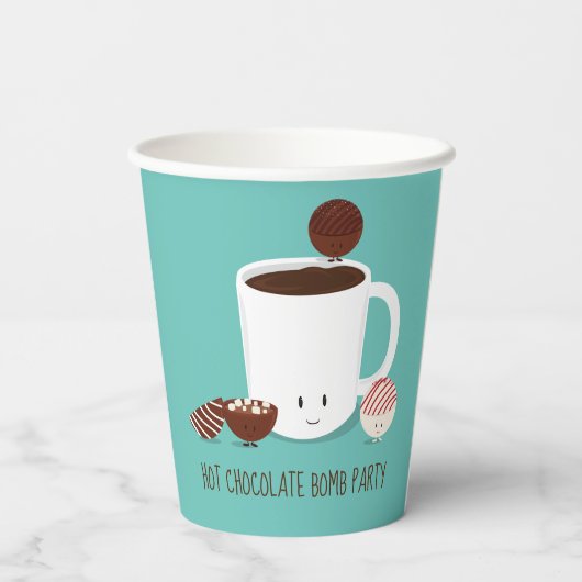 Gobelets En Papier Fête de bombe au chocolat chaud turquoise (Verso)