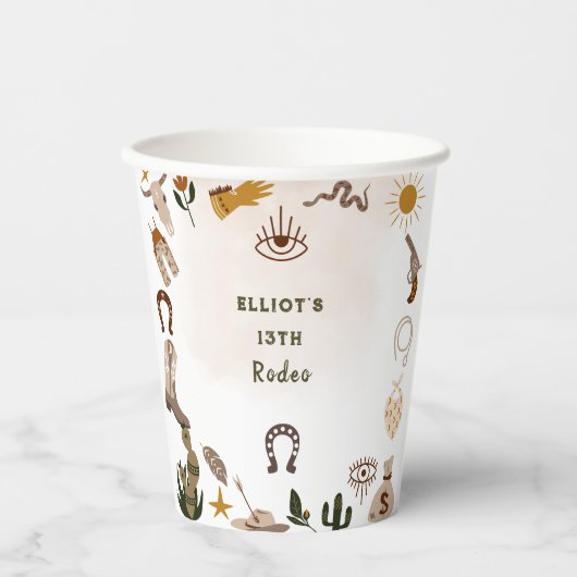 Gobelets En Papier Fête de cow-boy du rodéo Wild West (Recto)