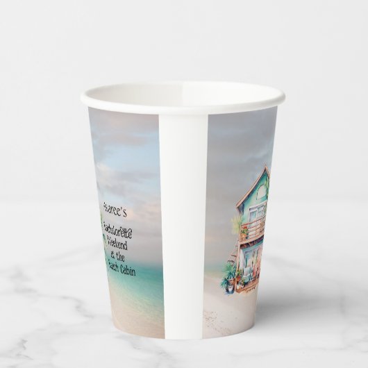 Gobelets En Papier Fête de Fiançailles à la Maison de Plage (Gauche)