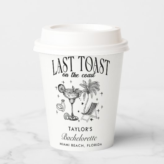 Gobelets En Papier Fête de Fiançailles de Rivage Moderne Cocktail Par (Recto)