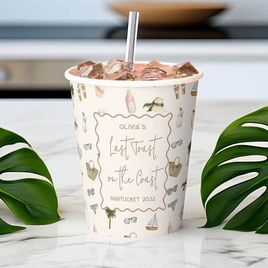 Gobelets En Papier Fête de Fiançailles d'Été au Bord de la Mer pour u