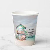 Gobelets En Papier Fête de Fiançailles Maison de Plage  (Verso)