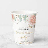 Gobelets En Papier Fête de fiançailles rose gold floral eucalyptus (Verso)