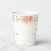 Gobelets En Papier Fête de fiançailles rose gold floral eucalyptus (Gauche)