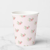 Gobelets En Papier Fête de Fiançailles Thème Tasse de Thé Rose (Verso)