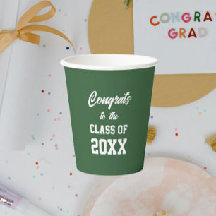 Gobelets En Papier Fête de fin d'études avec les couleurs de l'école 
