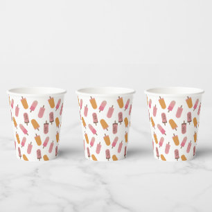 Gobelets En Papier Fête de Glace Crème Motif Mignon Rose Été