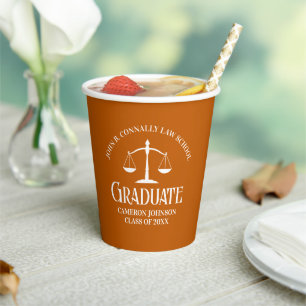 Gobelets En Papier Fête de graduation de l'école de droit blanc Orang
