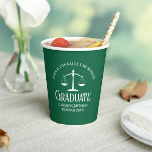 Gobelets En Papier Fête de graduation de l'école de droit blanc perso