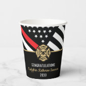 Gobelets En Papier Fête de graduation des pompiers Drapeau mince de l (Verso)