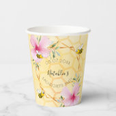 Gobelets En Papier Fête de jeune fille abeilles fleurs roses en nid d (Verso)