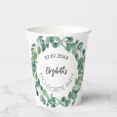 Gobelets En Papier Fête de jeune fille en verdure d'eucalyptus (Recto)