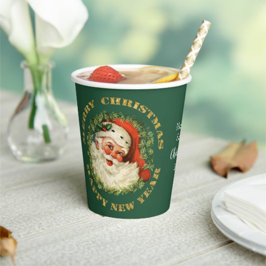 Gobelets En Papier Fête de la couronne rétro Santa Claus (Insitu)