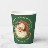 Gobelets En Papier Fête de la couronne rétro Santa Claus (Recto)