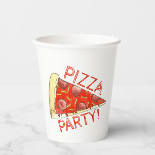 Gobelets En Papier FÊTE DE LA PIZZA ! Pepperoni Fromage Pizzeria tran