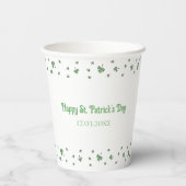 Gobelets En Papier Fête de la Saint-Patrick avec bordure de trèfle (Verso)