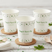 Gobelets En Papier Fête de la Saint-Patrick avec bordure de trèfle