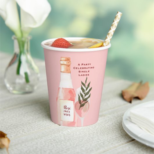 Gobelets En Papier Fête de la Saint-Valentin Rosé over Roses Rose Pin (Insitu)