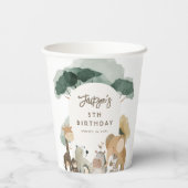 Gobelets En Papier Fête de l'aquarelle Animaux Photo Fête d'anniversa (Verso)