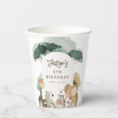 Gobelets En Papier Fête de l'aquarelle Animaux Photo Fête d'anniversa (Recto)