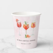 Gobelets En Papier Fête de mariage avec cocktail aquarelle (Recto)