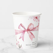 Gobelets En Papier Fête de mariage avec un nœud rose (Verso)