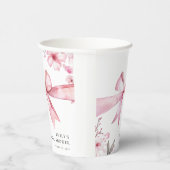 Gobelets En Papier Fête de mariage avec un nœud rose (Droite)