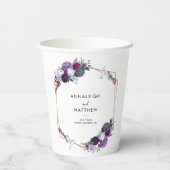 Gobelets En Papier Fête de mariage botanique fleuri violet (Verso)