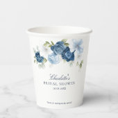 Gobelets En Papier Fête de mariage botanique poussiéreuse bleu floral (Verso)