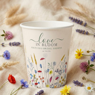 Gobelets En Papier Fête de mariage champ de fleurs sauvages Amour en