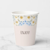 Gobelets En Papier Fête de Mariage Champêtre avec Hydrangeas Bleues e (Verso)