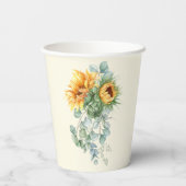 Gobelets En Papier Fête de mariage champêtre avec tournesol et eucaly (Verso)