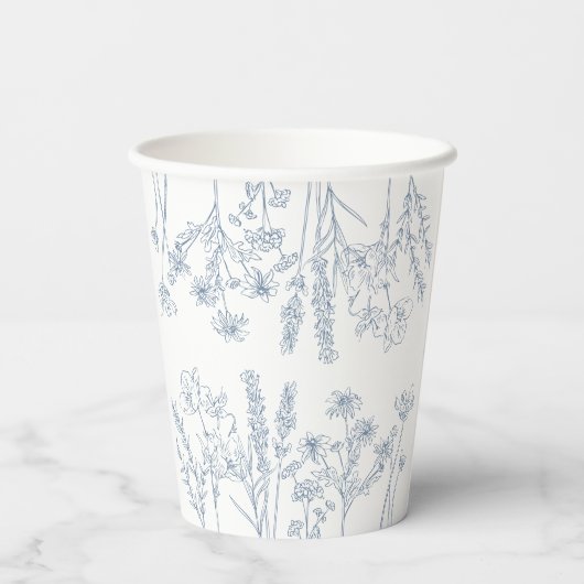 Gobelets En Papier Fête de mariage champêtre élégante avec Pervenche  (Verso)