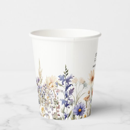 Gobelets En Papier Fête de mariage champêtre Fleurs sauvages bleu cla (Droite)