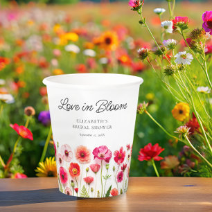 Gobelets En Papier Fête de mariage champêtre "L'amour en fleurs"