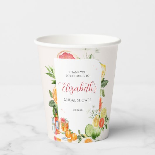 Gobelets En Papier Fête de Mariage Citron Tropical (Verso)