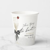 Gobelets En Papier Fête de mariage de Black Bow She's Tying the Knot (Recto)